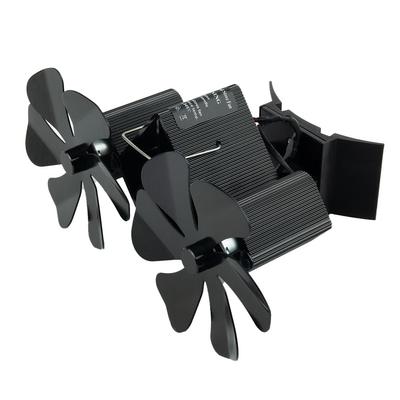 Home Improvement Fireplace Fan Aluminum Black Blade Fireplace Fan Double Heads Thermoelectric Module Wall Mounted