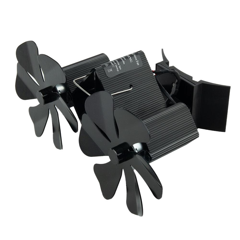 Home Improvement Fireplace Fan Aluminum Black Blade Fireplace Fan Double Heads Thermoelectric Module Wall Mounted