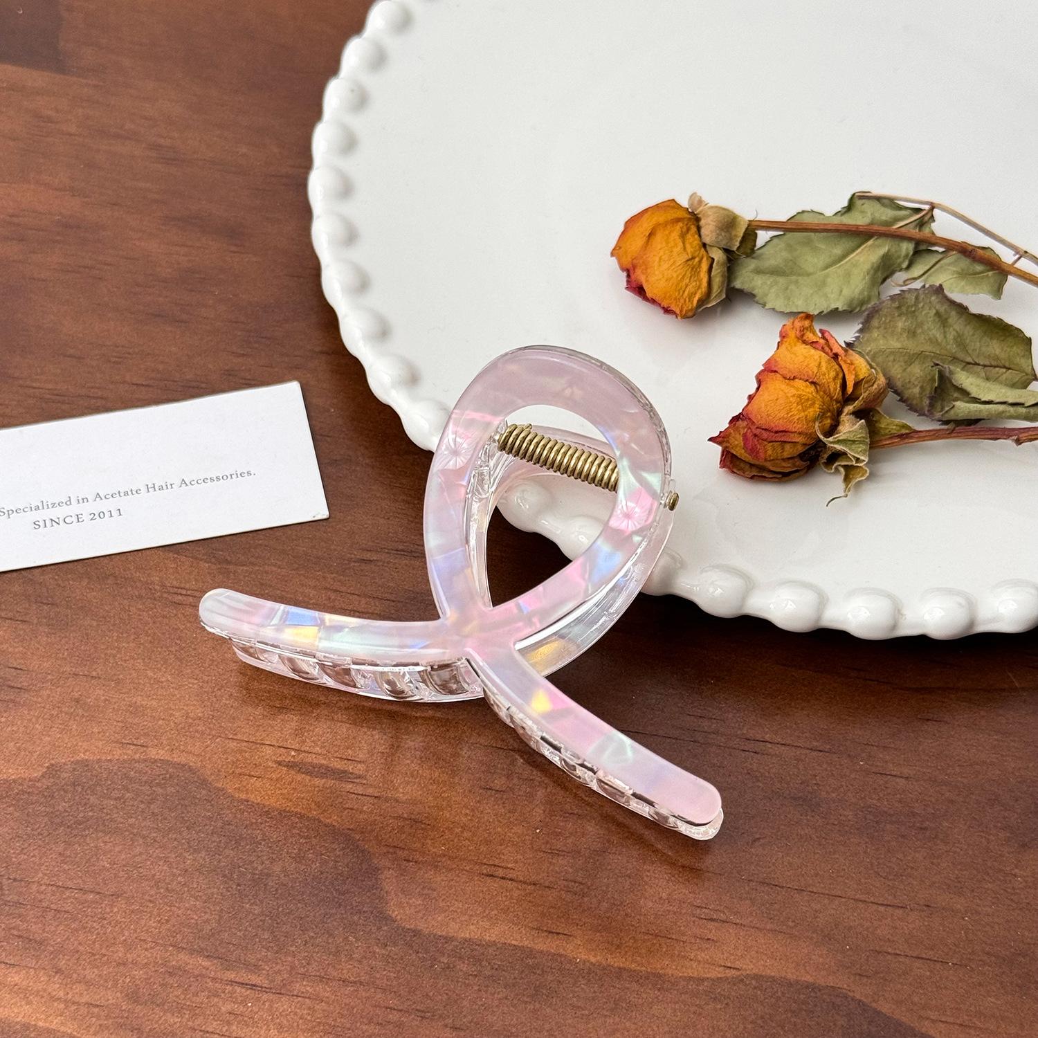 

Универсальный зажим-краб для волос «Русалка» для легких причесок пучок в ярких и игривых цветах Small Ribbon Pink Purple 8cm