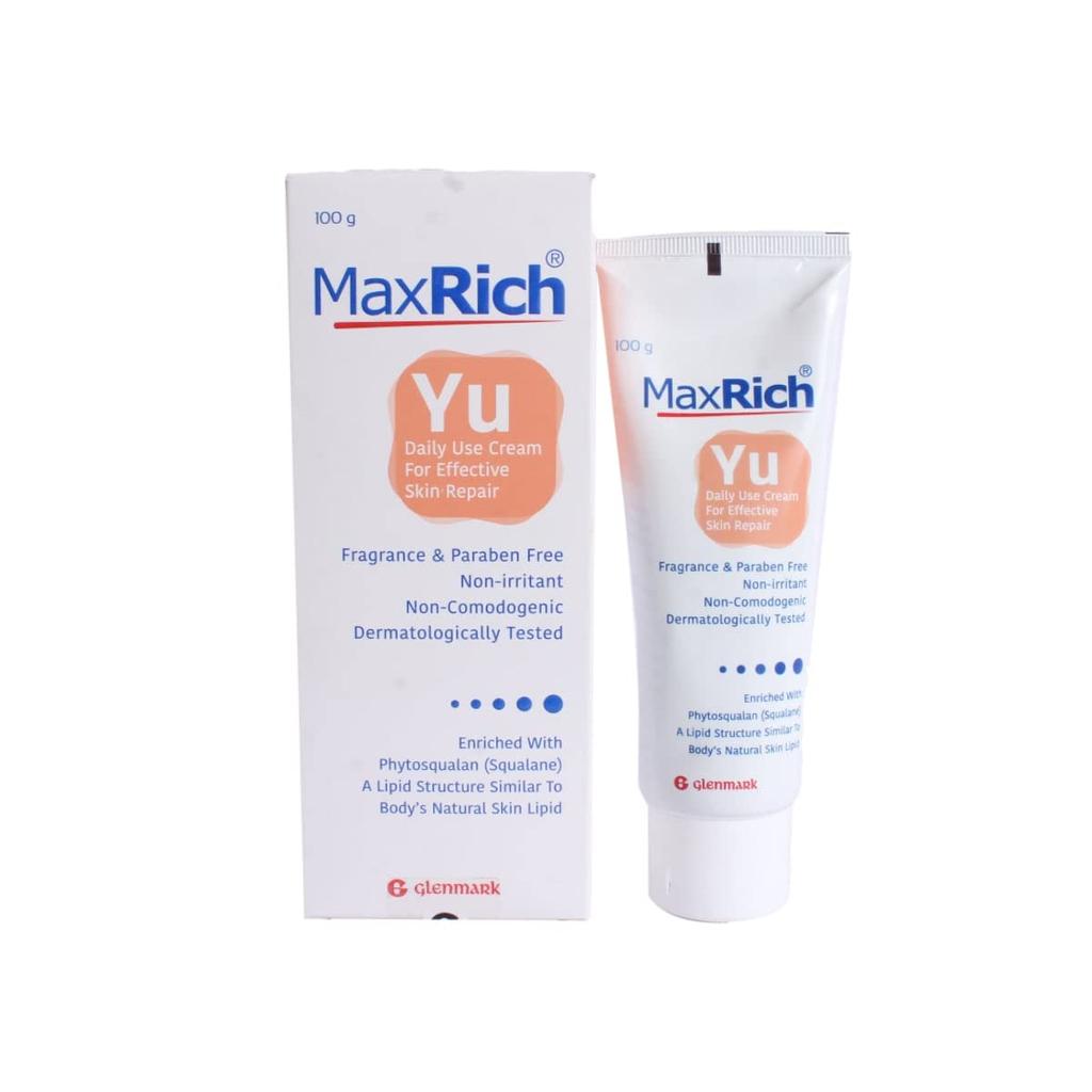 Maxrich Yu Daily Use Moisturizing Cream For Soft Hydrated Skin | Vitamin E Enriched Face & Body Cream | 100 g Tube For All Skin Types