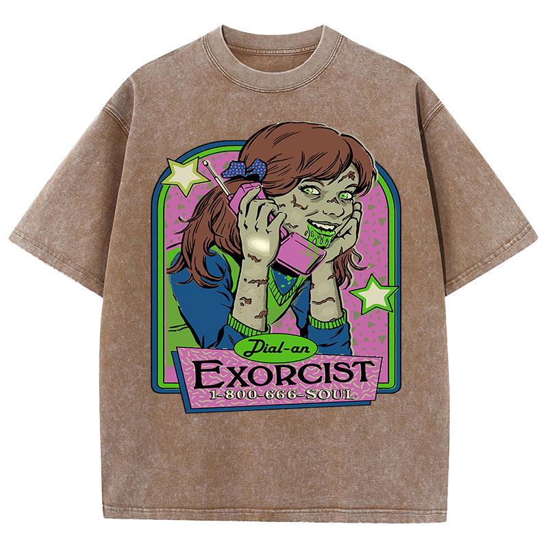 The Zombie Girl Is Making A Phone Call Printing  Washed Men T Shirt Soft Cotton Short Sleeve Summer Clothes Trendy Cotton Top