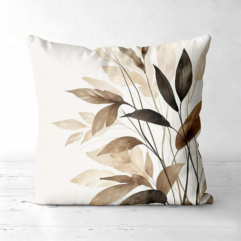 Floral Leaf Patterned Cushions For Modern Home Decor Polyester Pillowcase, Sofa Decorative Cushion Cov Headboard Pillow