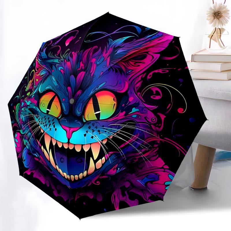 1pc Art Cat Automatic Umbrella Design, Cute Cartoon Pattern, Portable Outdoor Umbrella, Perfect, Holiday Gift for fans.A007