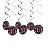 6 pezzi in PVC a spirale buon compleanno ricciolo 18 21 30 40 50 60 70 anni ornamenti appesi decorazioni per feste di compleanno