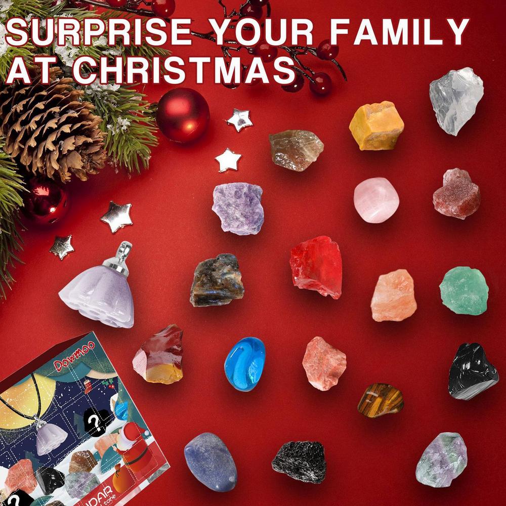 Christmas Ore Advent Calendar,New Year 24 Days Holiday Countdown Advent Calendars With Rocks Gems 24 Days Gemstone Ore