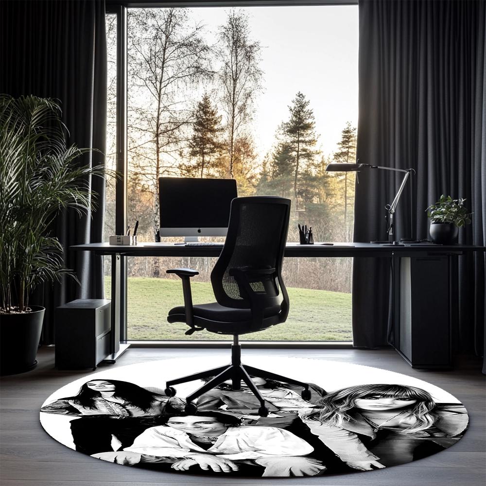 Maneskin Printed Round Rug Carpet Chair Rug Area Rug Entryway Doormats,for Office Chair Living Room Bedroom Kitchen Room.