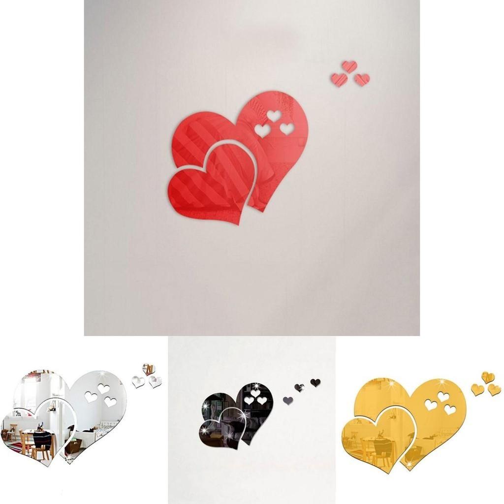 Beautiful 3d Love Heart Mirror Wall Stickers Decal For Stylish Home Decor