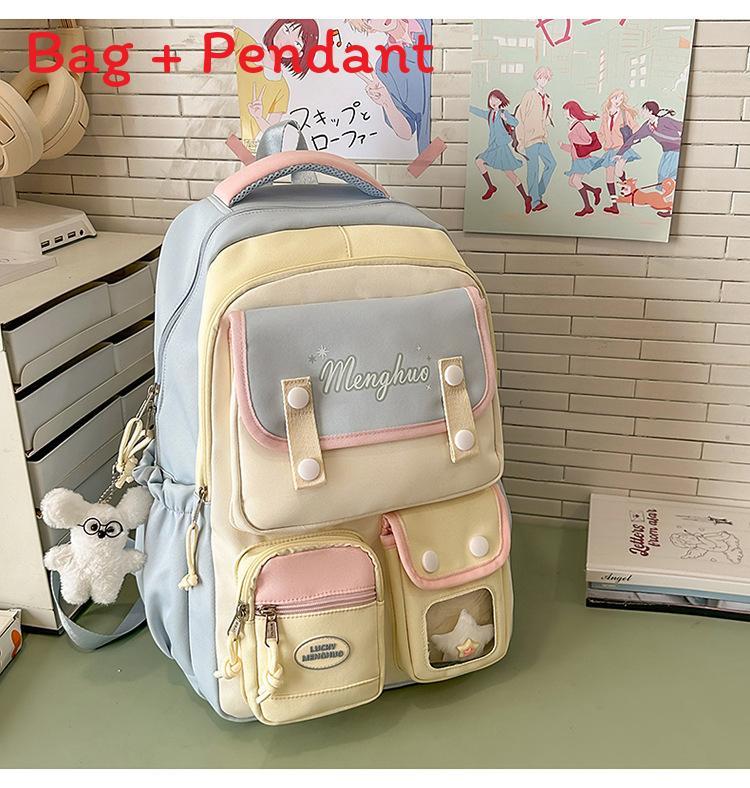 Nylon School Backpack For Students With Design And Letter Pattern For Campus Use