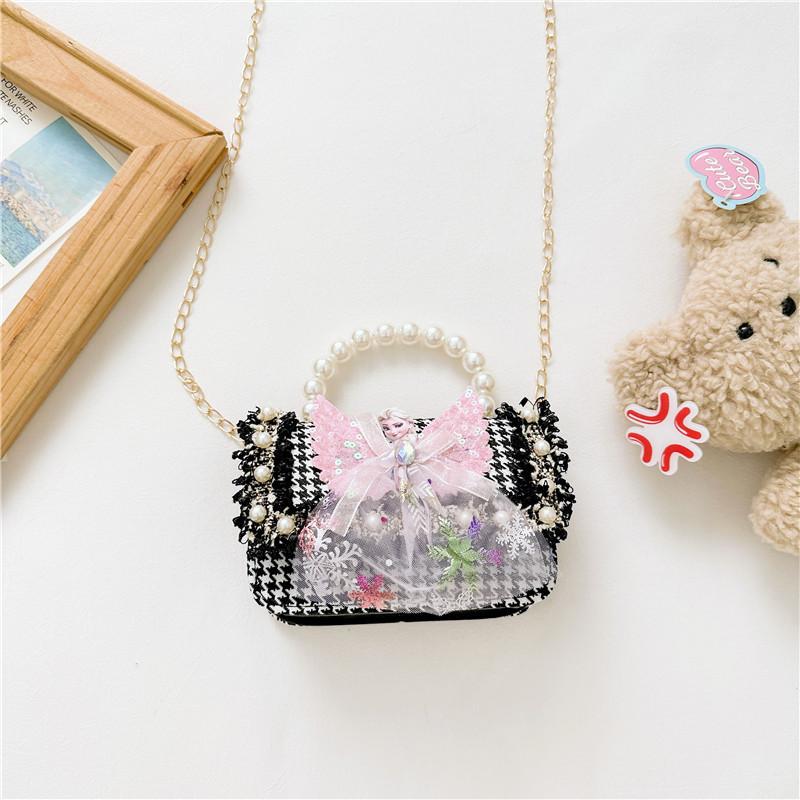 Stilvoller Prinzessinnen-Rucksack für Mädchen, verziert mit Perlen und Cartoon-Mustern in lebendigen Farben