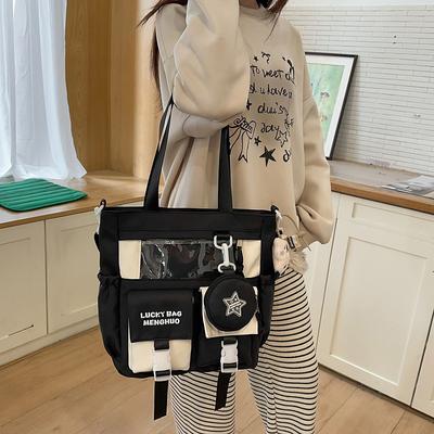 New Color Matching Learning Tutoring Bag Harajuku Daily Commuting Large-capacity Shoulder Messenger Bag