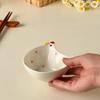 1pc Ceramic Flavor Dish, Rooster Shaped Butter Plate, Mini Seasoning Plate