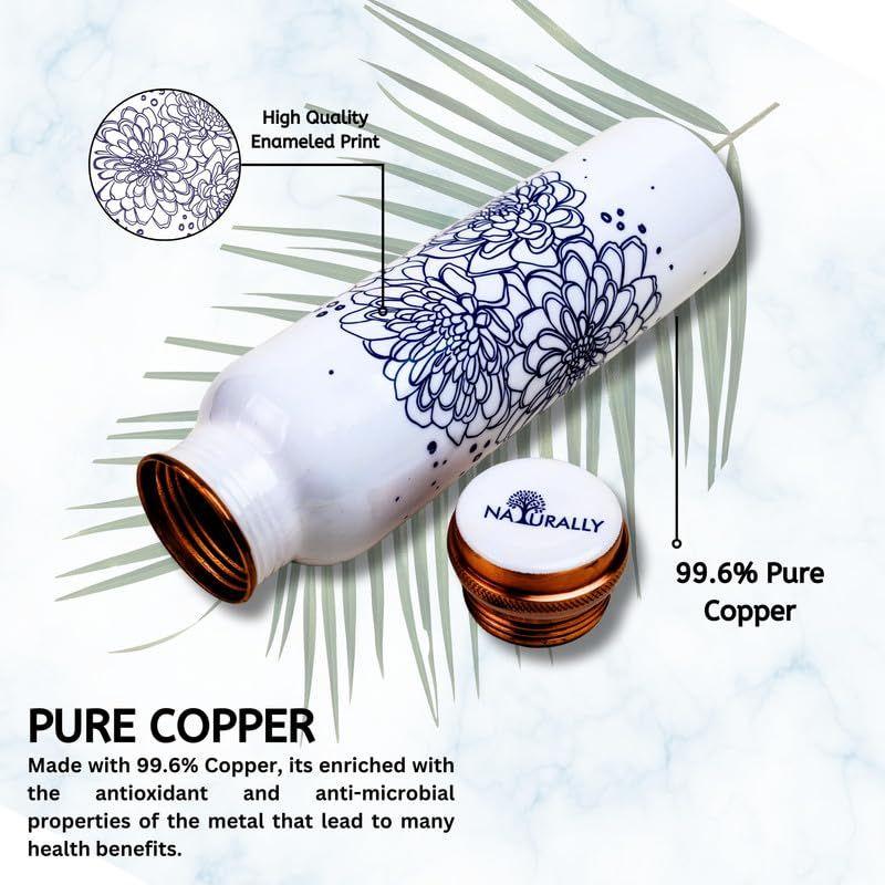 1 Liter Capacity, Rust & Leak Proof for Office/Yoga/Home/Gym/Trekking/Travel, BPA Free, With Anti-Microbial Properties (Flower Blue)