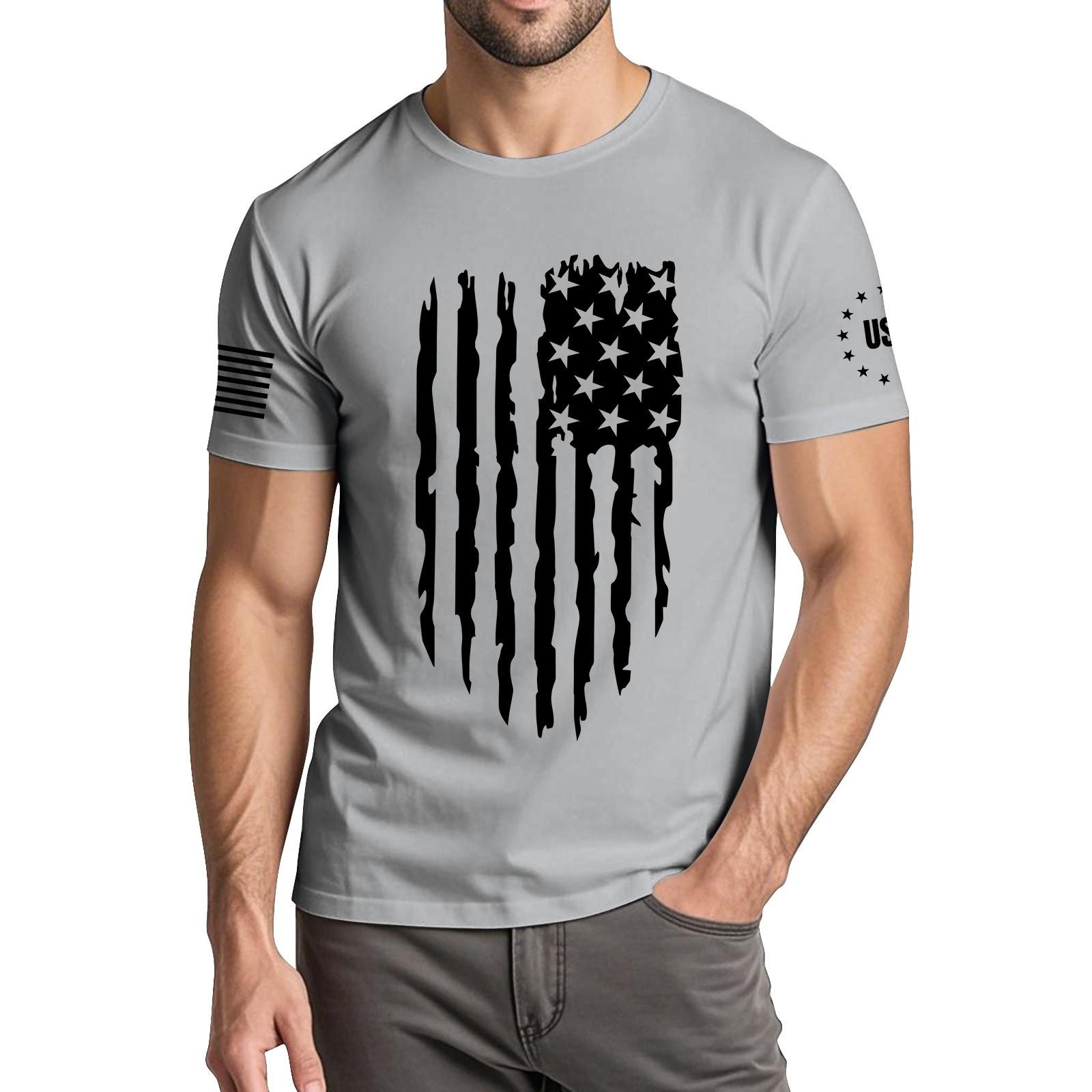 

Мужская модная повседневная футболка с круглым вырезом и коротким рукавом с принтом «День независимости» M