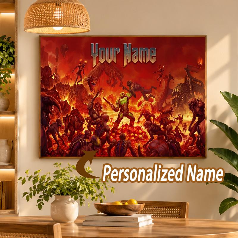 Custom Name DOOM Slayer 5D Diamond Painting Personalized Full Drill Diamond Art Kit Gift