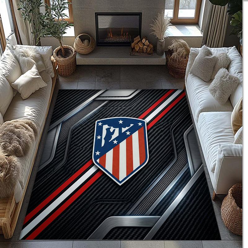 Atletico Madrid Printed Flannel Area Rug Non Slip Soft Polyester Floor Carpet Indoor Decor Mat for Bedroom Living Room Sofa Game Room Home Decoration