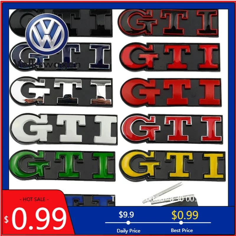 LMN1 VW 2026 Hot Metal GTI Logo Car Front Grille Emblem Badge for Volkswagen Polo Caddy Golf 4 5 6 8 Jetta Tiguan Touran Passat T-Roc