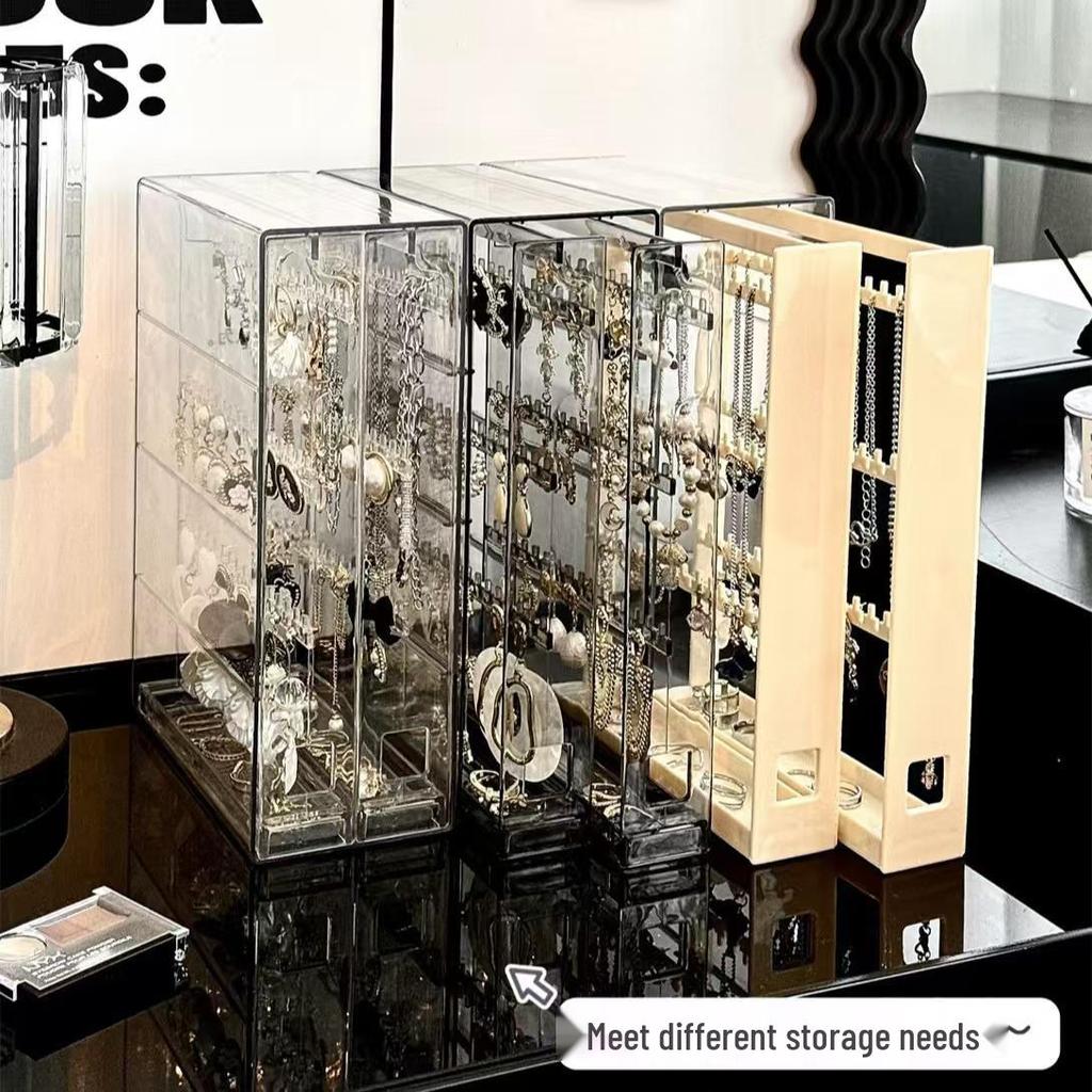 Transparent Acrylic Jewelry Storage Box: Dustproof, Anti-Oxidation Display for Earrings, Studs, Necklaces, and Bracelets.