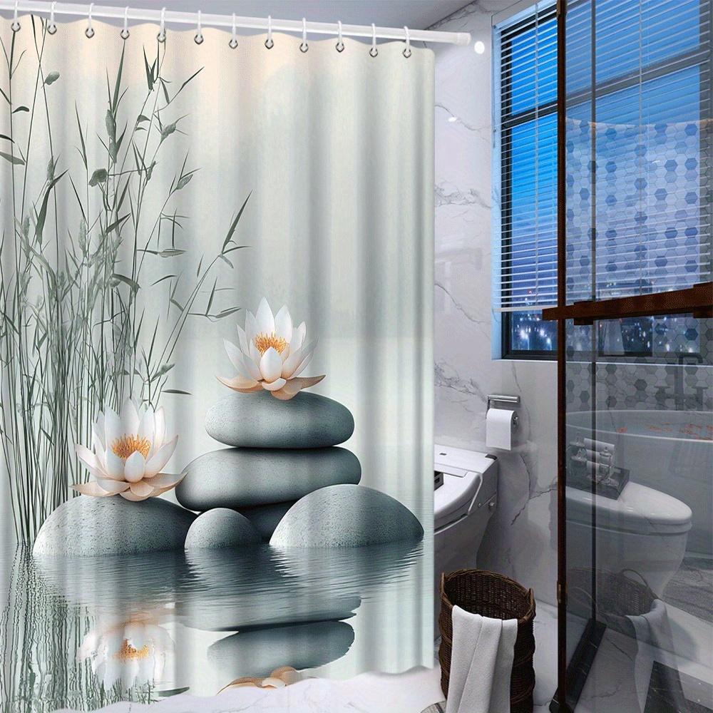 Waterdicht Zen Bamboe Lotus Spa Douchegordijn Liner Tropische Natuur Minimalistische Badkamer Decoratie Gordijn voor Luxe Spa Huisdecoratie
