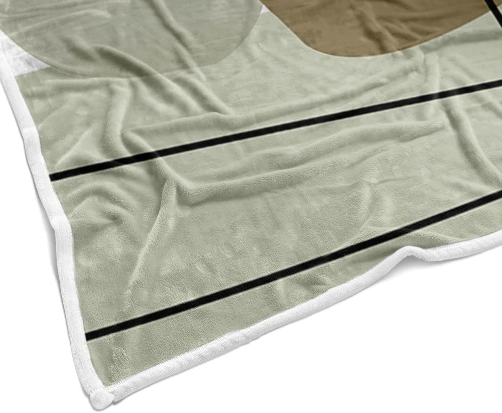 Abstrakte Mid-Century-Kuscheldecke, Meerschaum Salbeigrün Minimalistisch, Flanell-Bett-Kuscheldecke, Plüsch Warme Kuscheldecken für Cou