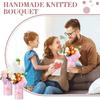 1-10PCS Knitted Flower Bouquet Gift Set Stitch Handmade Mother's Day Present Crochet Artificial Flower Bouquet Craft Home Decor
