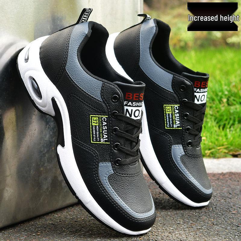

Мужские кожаные модные кроссовки с воздушной подушкой - Дышащие, Универсальные, Трендовые, Повседневная спортивная обувь для улицы 39 чёрный