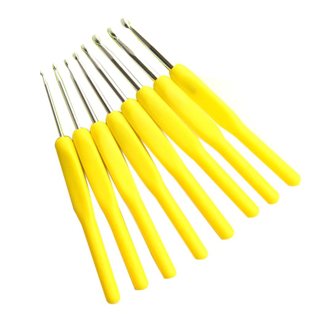 

8 Pcs Set Of Colored Soft Handle Crochet Tools Sweater Needles Plastic Soft Handle Aluminum Oxide Crochet Needles