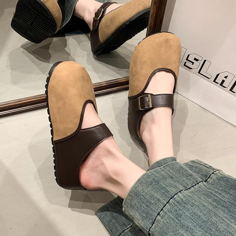 Fashion Flat Platform Women Mules Shoes Casual Slippers Summer Women Sandals 2025 Designer Brand Slingback Flip Flops Mujer Slides Shoes