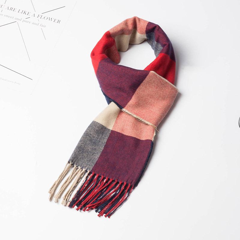 2024 Japanese-Style Plaid Scarf: Versatile Unisex Winter Shawl In Beige