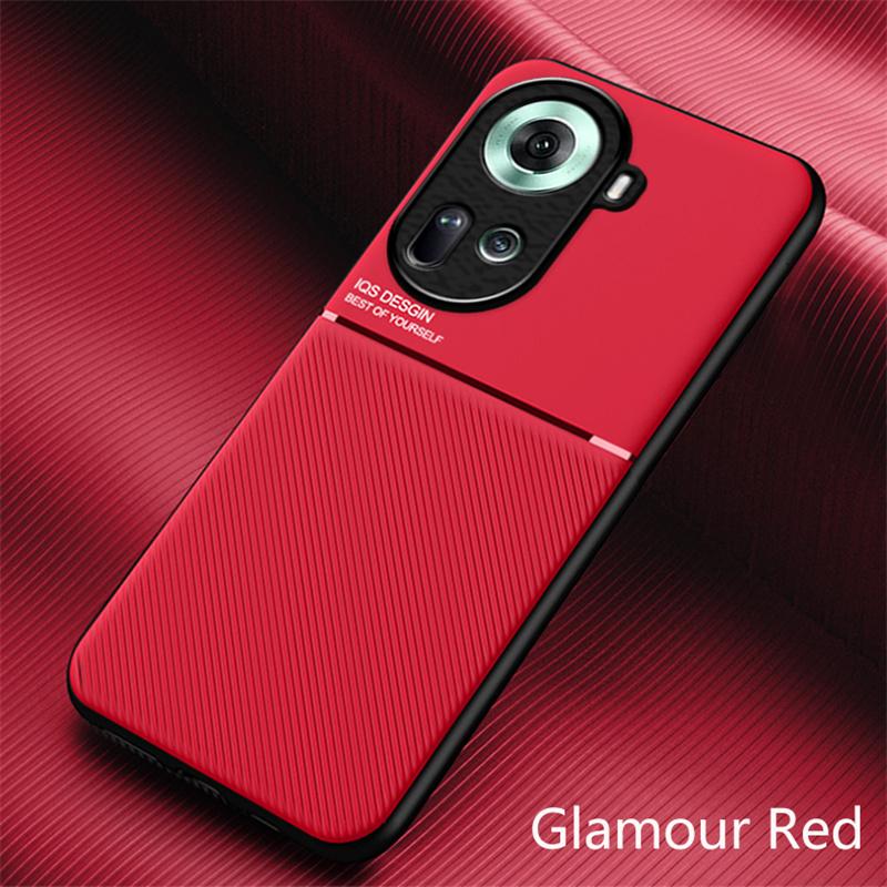 Luxury Leather Case For OPPO Reno 12 11F 11 10 Pro Plus 5G 4G Built In Metal Plate Covers Support Car Holder Magnetic Case