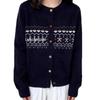 Korean Style Bow Heart Jacquard Knit Cardigan for Women - Spring/Autumn