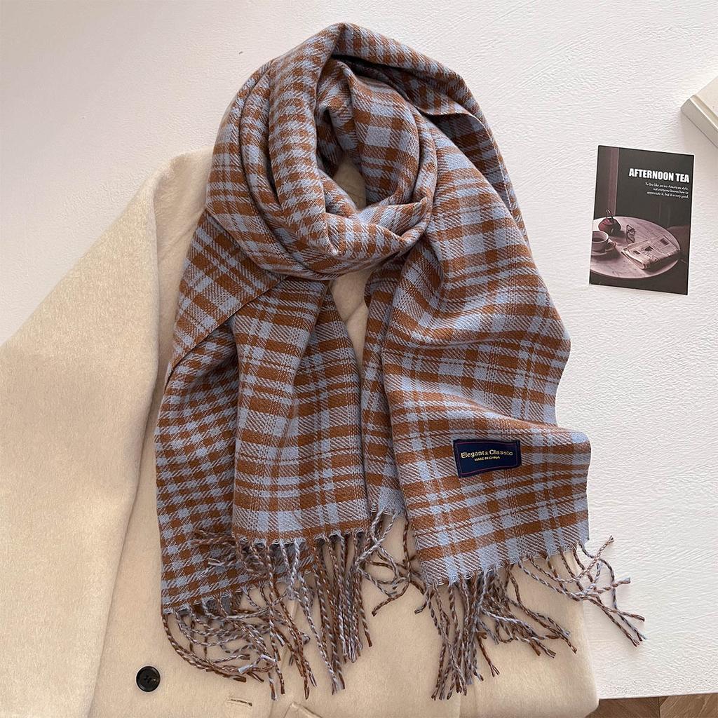 100 Color Autumn Winter Classic Plaid Scarf Women Cashmere Tassels Scarves Thickened Warm Shawl Windproof Pashmina Neckerchief