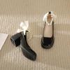 Thick heel single shoes women's new wedding shoes pearl bridesmaid shoes white shoes high heels Mary Jane women's shoes