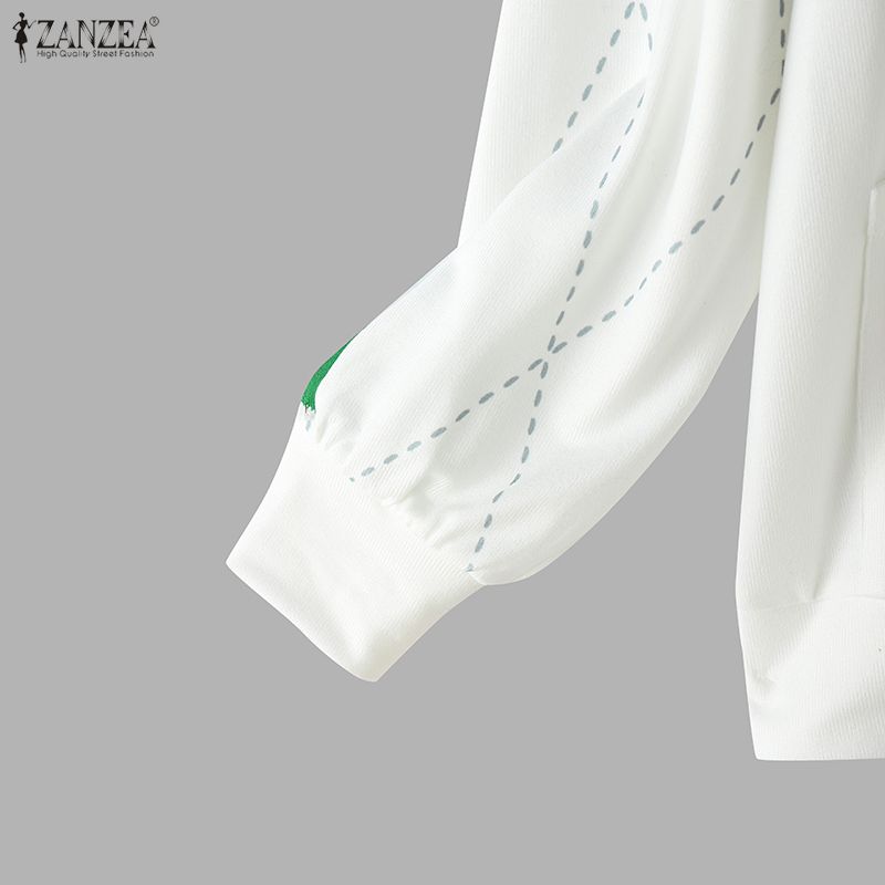 ZANZEA Women Turn Down Collar Long Sleeve Patchwork Blouse