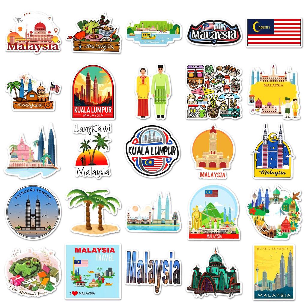 50 Malaysia Graffiti Stickers for Outdoor Travel & Suitcase Decoration