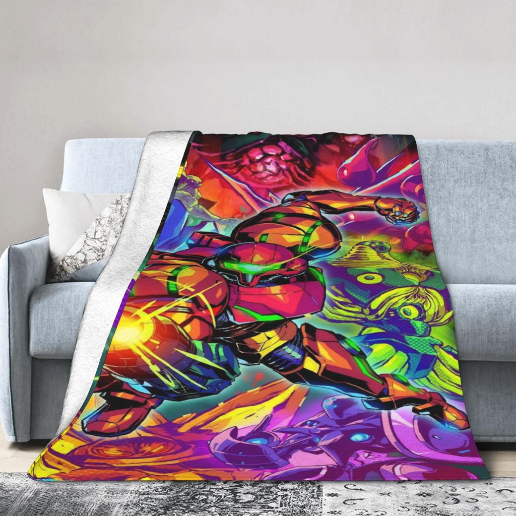Metroids Hero Game Blankets Flannel Vintage Breathable Throw Blanket for Bed Sofa Winter