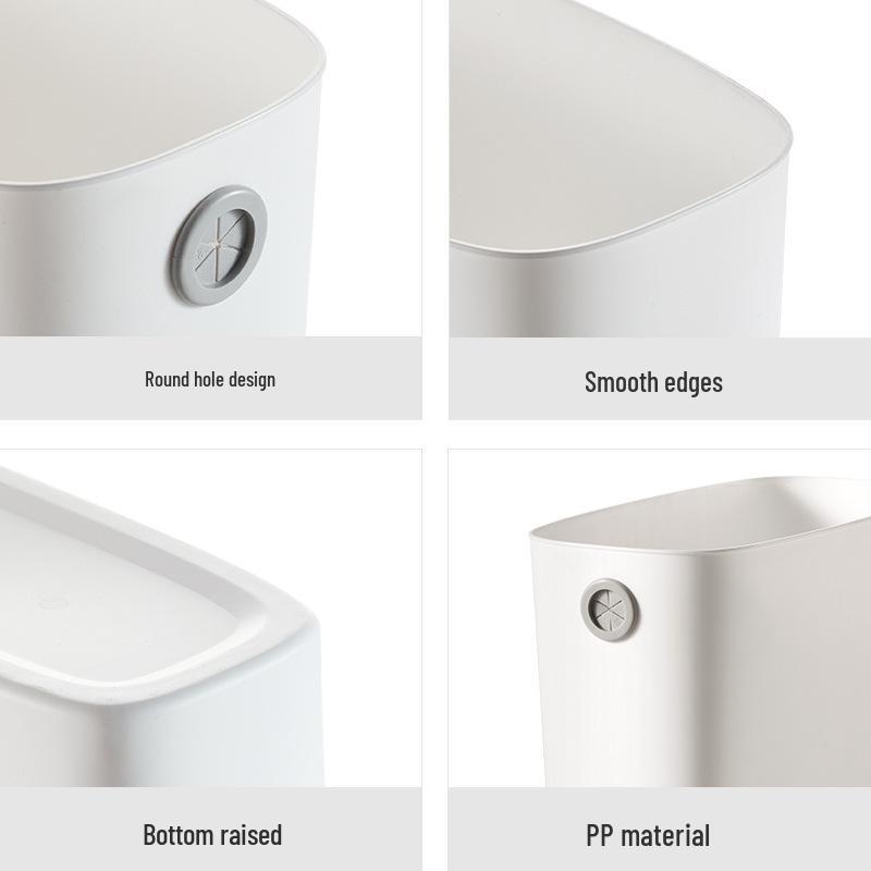 Gap-Friendly Lidless Trash Can for Home - Living Room, Bathroom, Kitchen