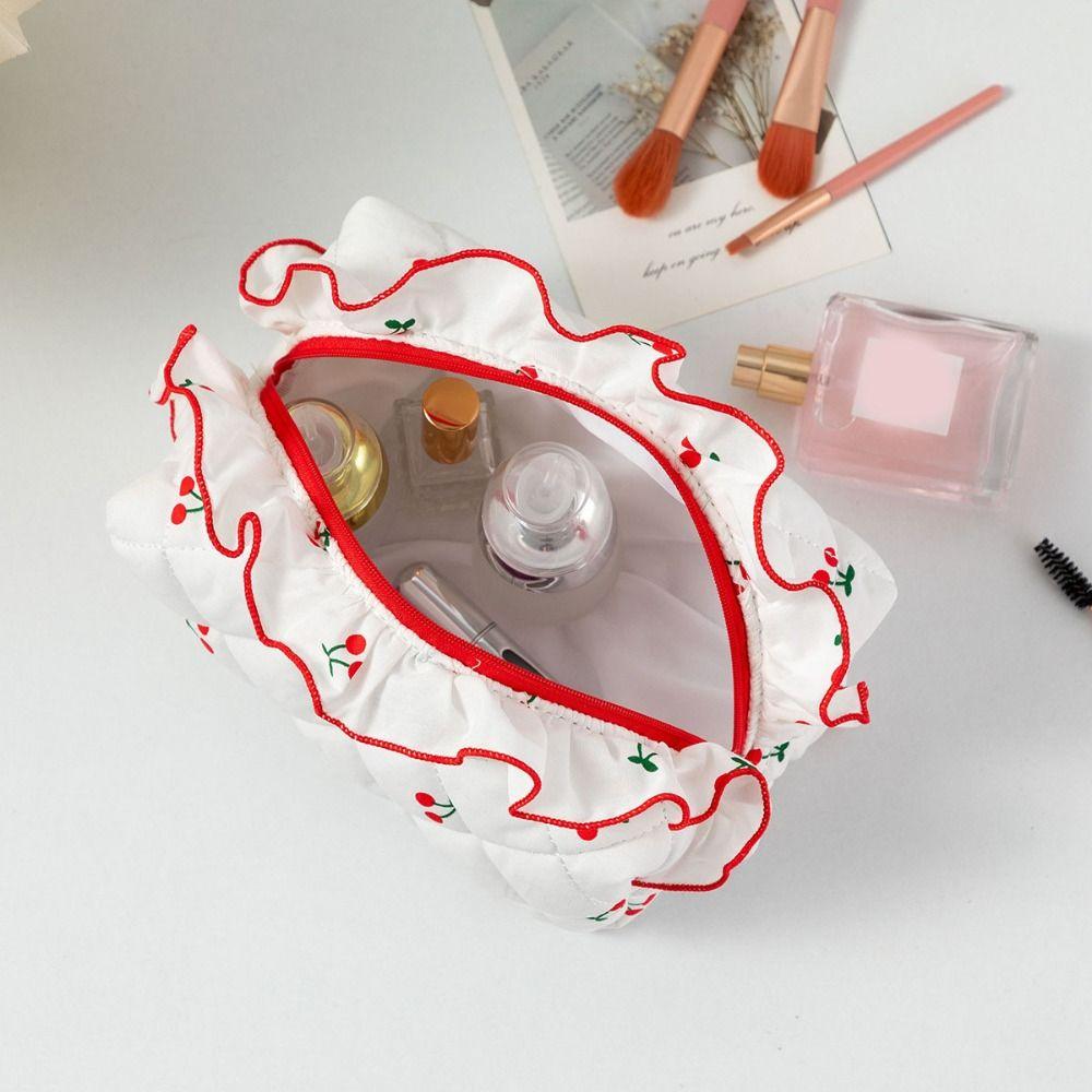 with Zipper Cherry Cosmetic Bag Large Capacity Toiletry Organizer Sweet Cherry Makeup Bag  Travel