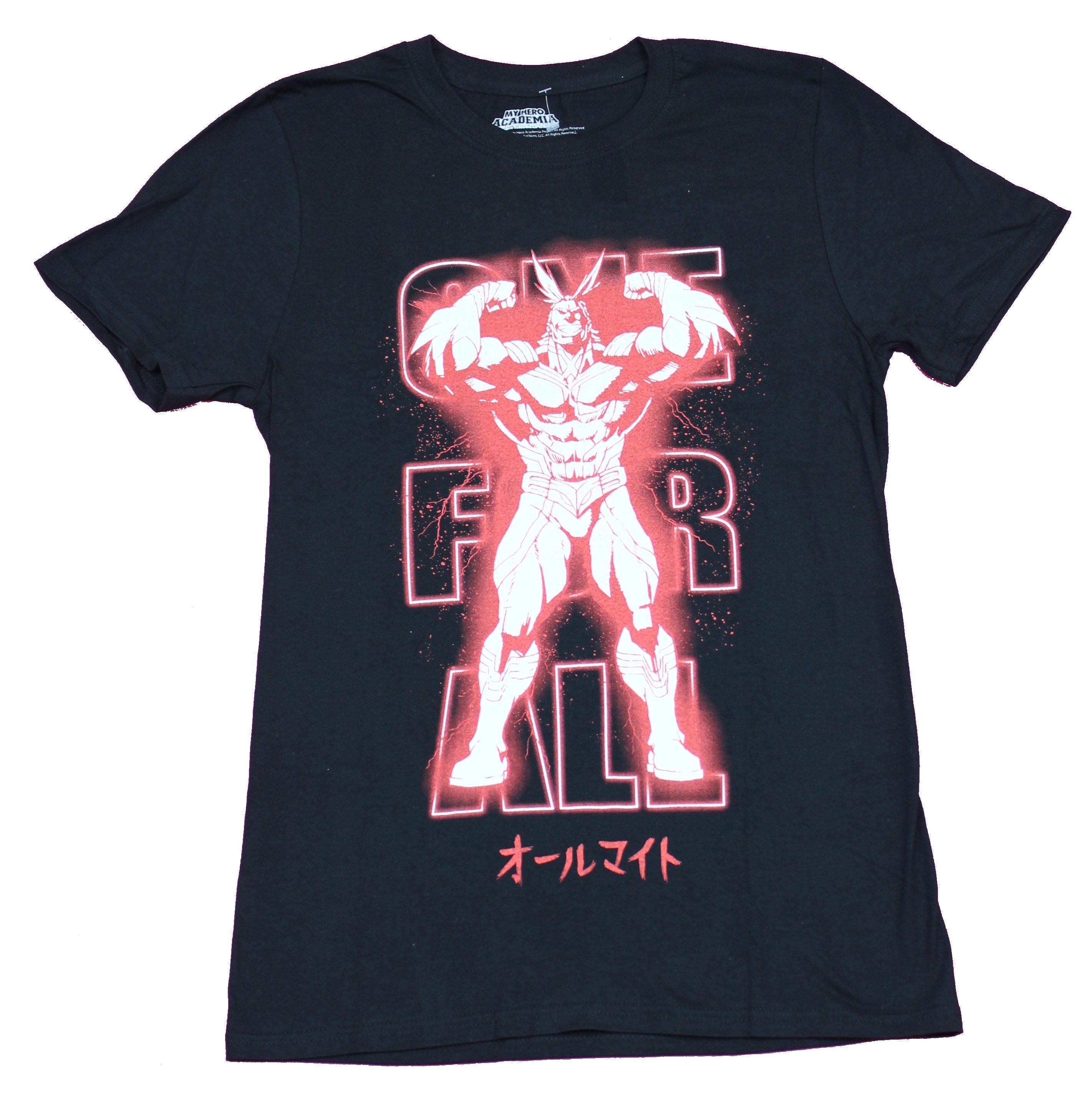 My Hero Academia Adult New T-Shirt - One For All Red Glow All Might L