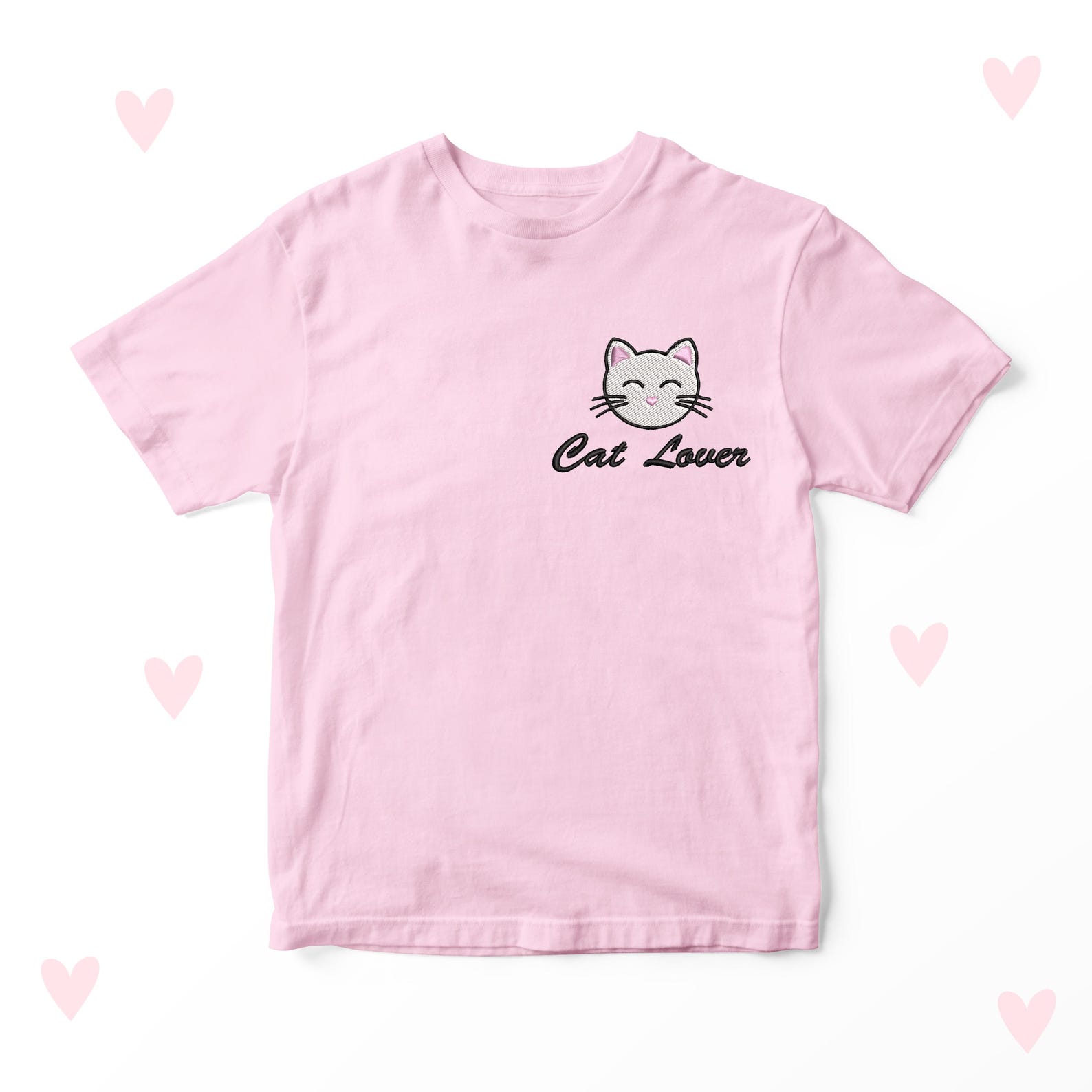 Cat Lover Girls Boys T-shirt Personalised Cat Face Kids Clothes Embroidered 100
