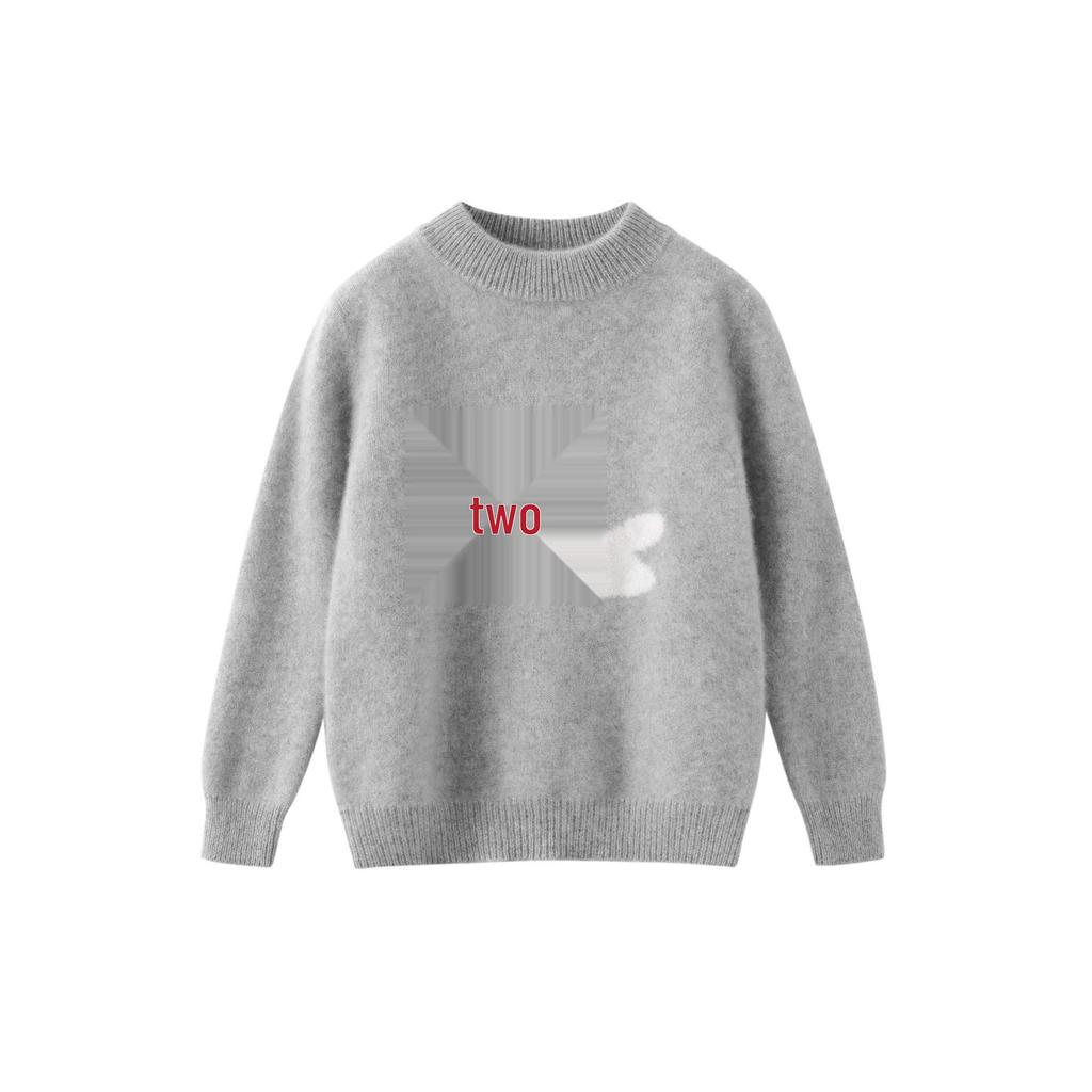 Unisex Sweter Dziecięcy z Czystej Wełny z Haftem Kreskówkowym Szczeniaka - Jesień/Zima Nowy Siedmiu-Igłowy Pogrubiony Warstwa Bazowa