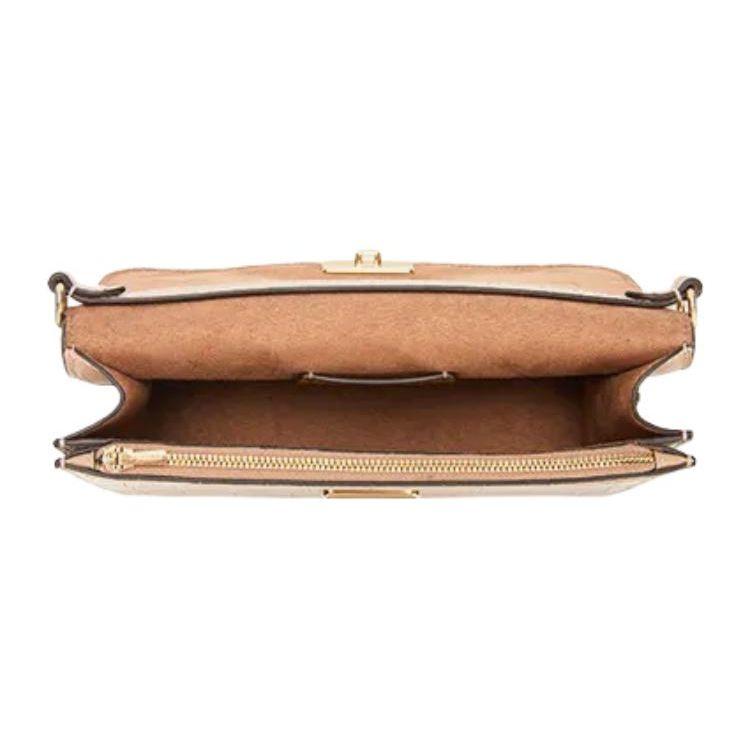 Coach Borsa a Spalla Effetto Coccodrillo, Pelle Color Crema Logo Carrozza Dorata, Borsa a Tracolla Convertibile da Donna per Uso Quotidiano, Feste, Viaggio CN061-IMTAU