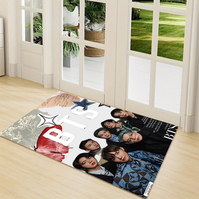 Bts Fashion Magazine Cover Carpet Rug Soft Washable Antislip Home Living Room Sofa Mats Personalized Christmas Rug