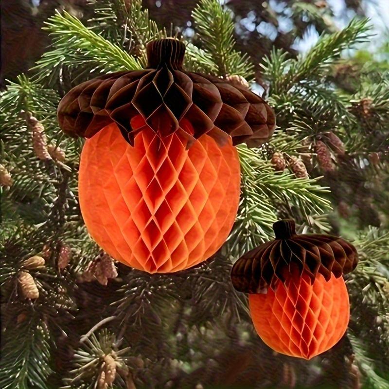 1/2pcs Elegant Orange Honeycomb Tassel Decor - Paper Pom Poms for Weddings, Home Decor - Perfect for Thanksgiving Centerpieces