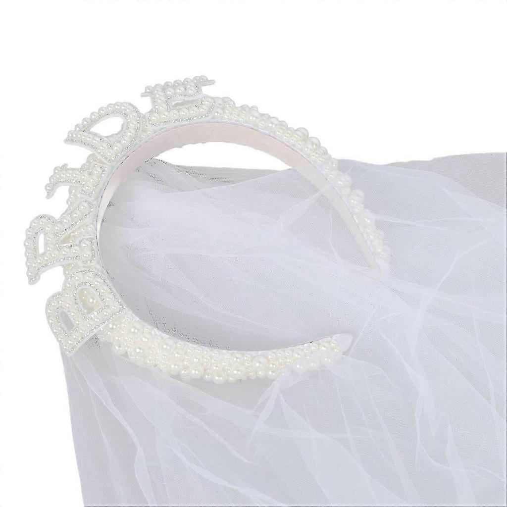 Bridal Wedding Veil Artificial Pearl Letter Headband Hair Accessories Nail Art Photography Tool Whit