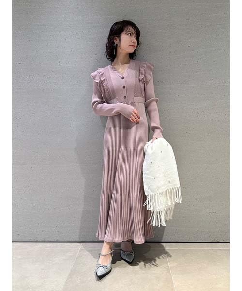 Chiffon Docking Knit Dress LWNO251024MOCF