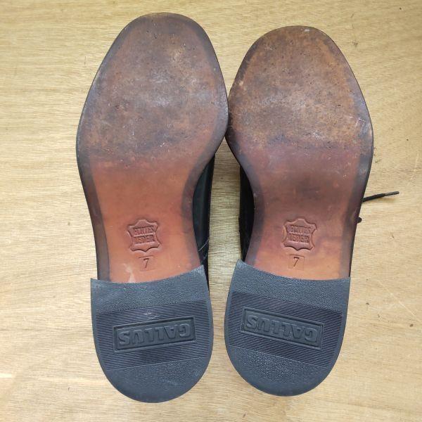 70s 80s Vintage GALLUS Made in West Germany Since 1880 Leather U Tip Shoes Black Size 7 25.5(USED)