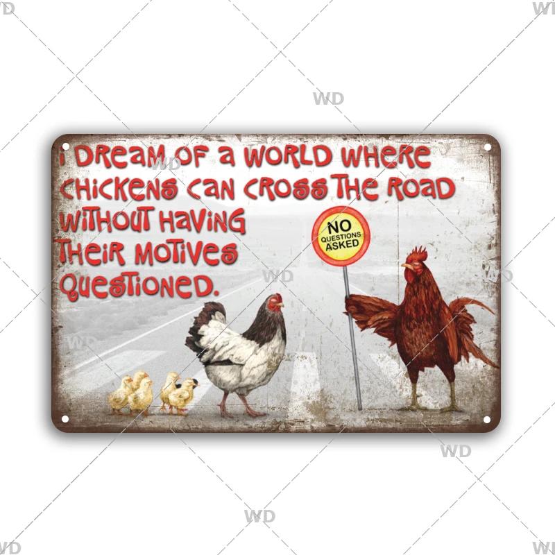 Metallskyltar Färska Ägg Fluffy Butt Hut Kyckling Retro Plåtskylt Vintage Rolig Utomhus Väggplakett Trädgård Gårdsskyltar Hönshus Dekor