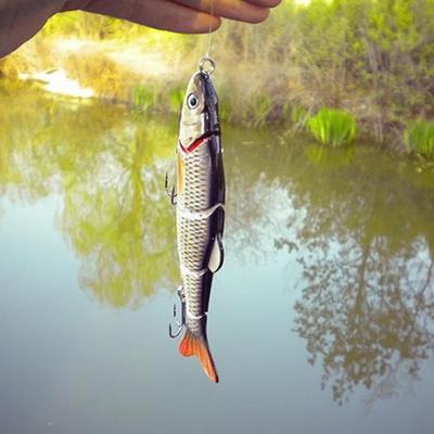 Fishing Lure 5 Segments Crank 3D Eyes Fish Shape Tackle Hook 1pc