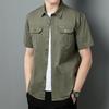 Men's new summer thin short-sleeved shirt jacket men's solid color casual pure cotton outdoor tooling shirt top