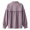 Womens Button Down Linen Shirts Collar Long Sleeve V Neck  Tops